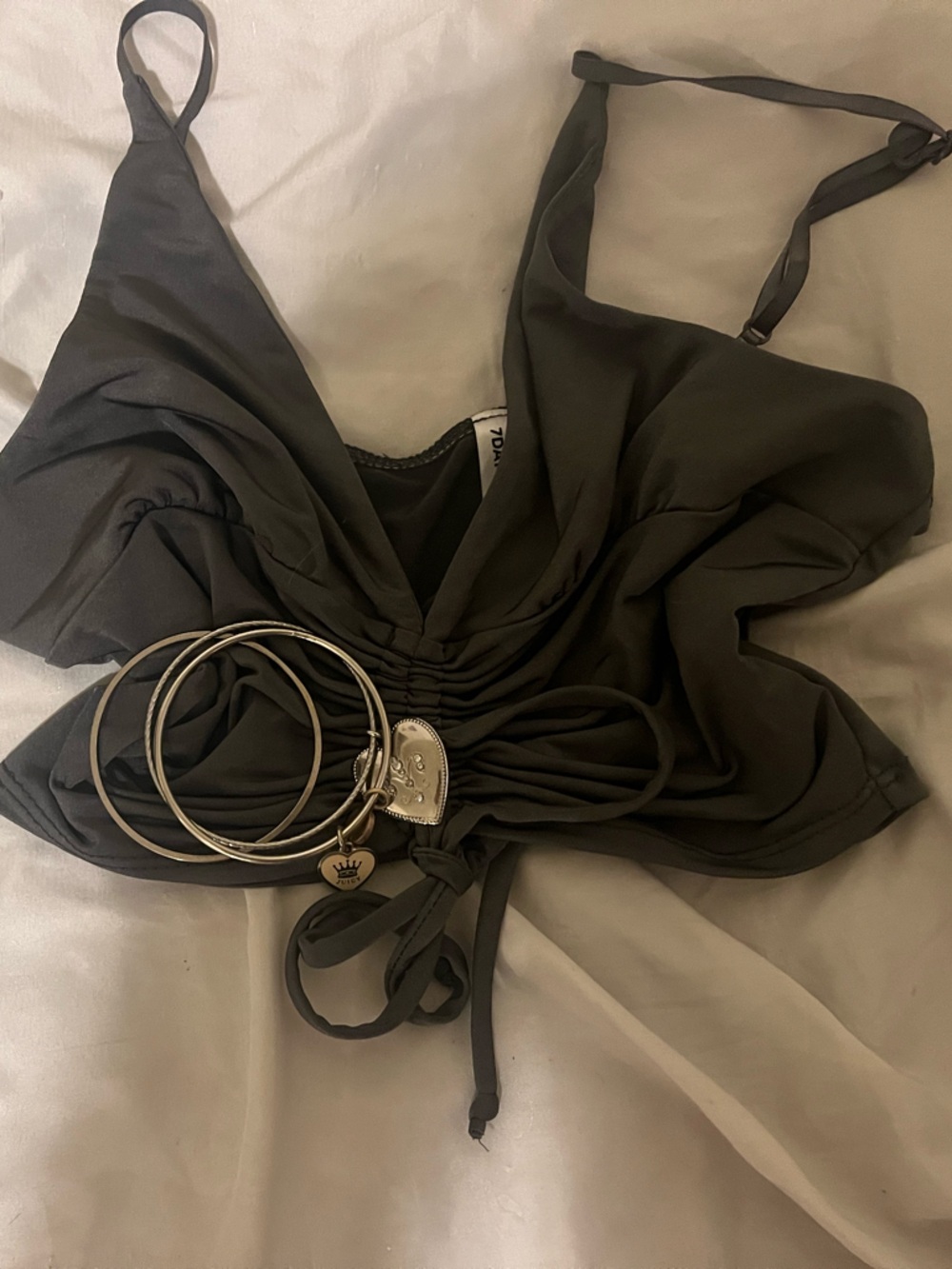 Black Ruched Halter Crop Top